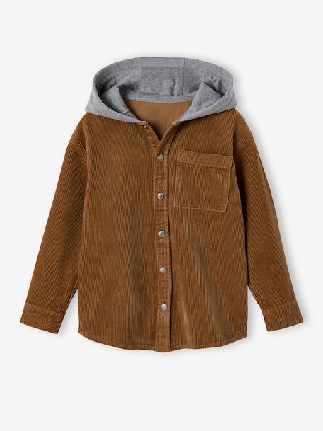 Corduroy Shirt with Fleece Hood, for Boys camel 