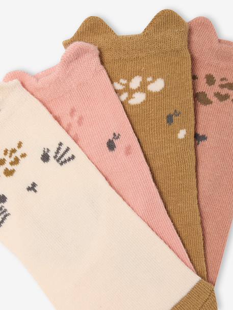 Pack of 4 Pairs of 'Animals' Socks for Babies rose 