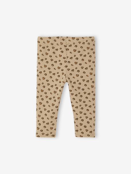 Printed Ribbed Knit Leggings for Babies sage green+taupe 