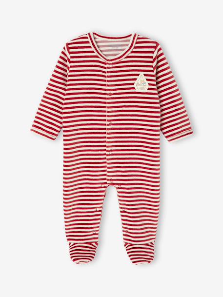 Pack of 3 Velour Sleepsuits for Newborns night blue 