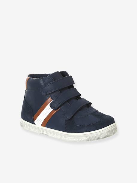 High-top trainers with Velcro straps for boys, nursery collection navy blue 