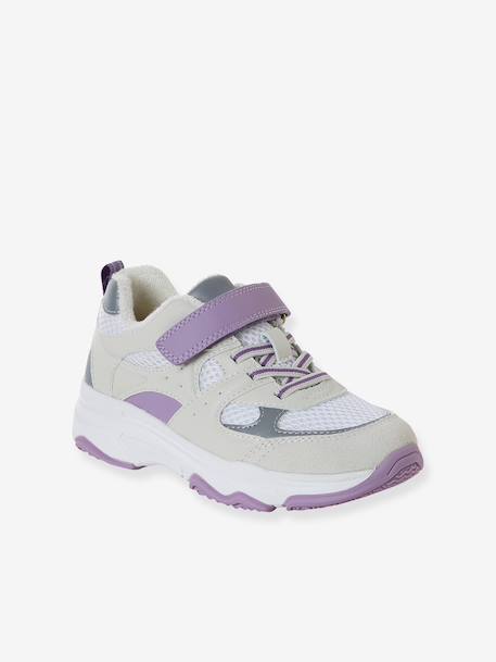 Trainers with hook and loop tape fastening and elasticated laces for children in nursery school collection ecru 