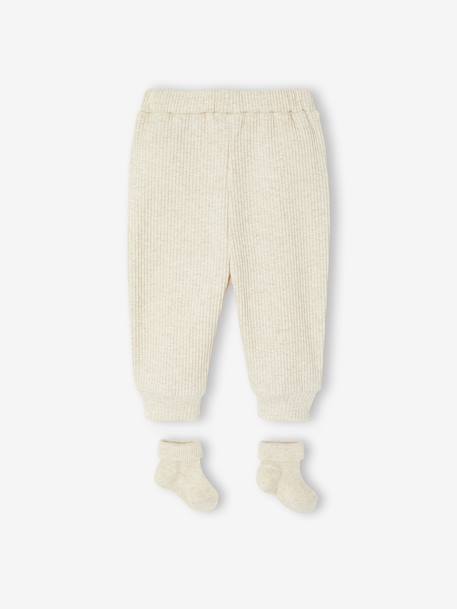 Set of Plain Trousers & Socks marl beige 