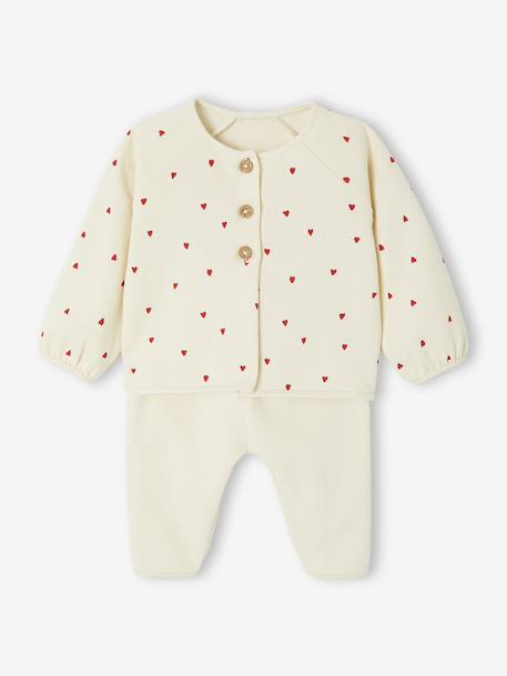 Fleece Cardigan + Trouser Set for Newborns blue+ecru 
