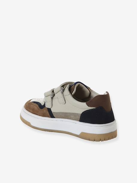 Leather Hook-&-Loop Trainers for Children, Designed for Autonomy set brown 