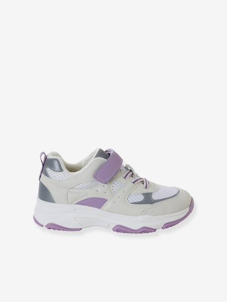 Trainers with hook and loop tape fastening and elasticated laces for children in nursery school collection ecru 