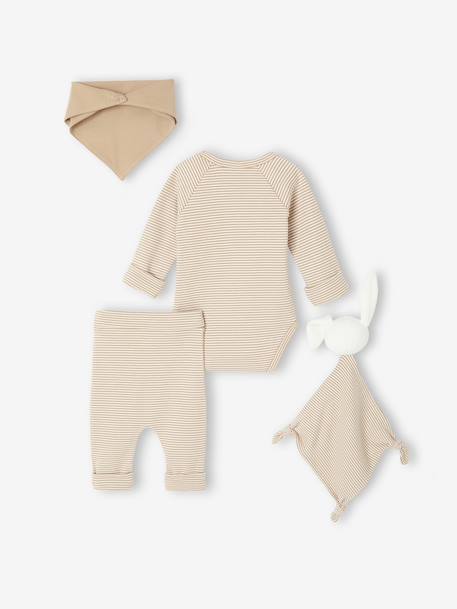 4-Piece Size-Adaptable Set for Newborns: Bodysuit + Leggings + Bib + Comforter ecru 