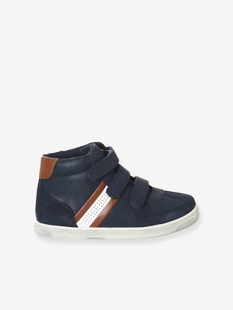 High-top trainers with Velcro straps for boys, nursery collection navy blue 