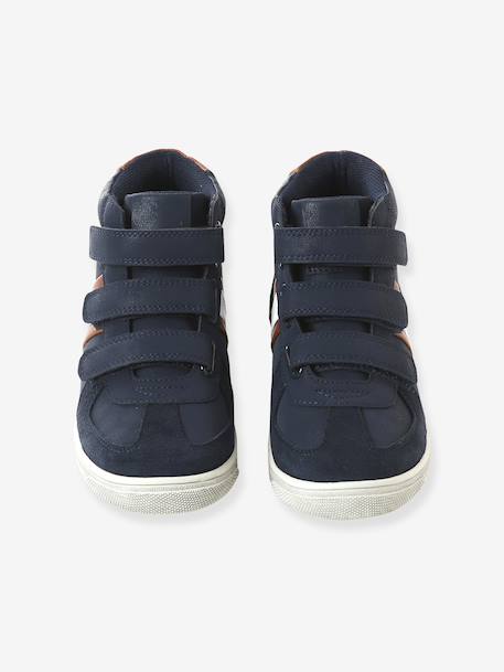 High-top trainers with Velcro straps for boys, nursery collection navy blue 