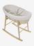 Carrycot Liner in Cotton Gauze grey blue+printed beige+white 