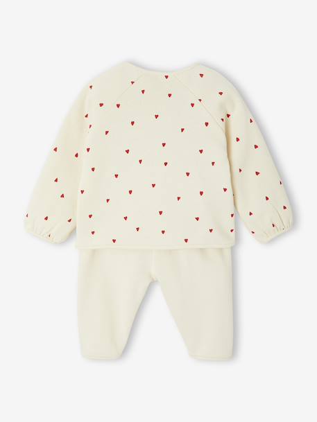 Fleece Cardigan + Trouser Set for Newborns blue+ecru 