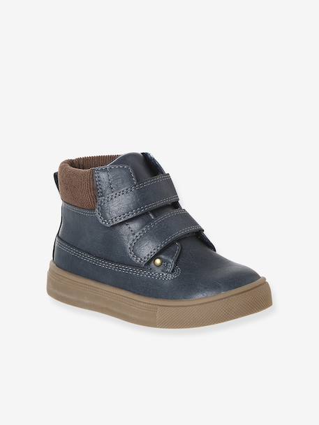 Boys' synthetic boots with hook and loop fasteners navy blue 