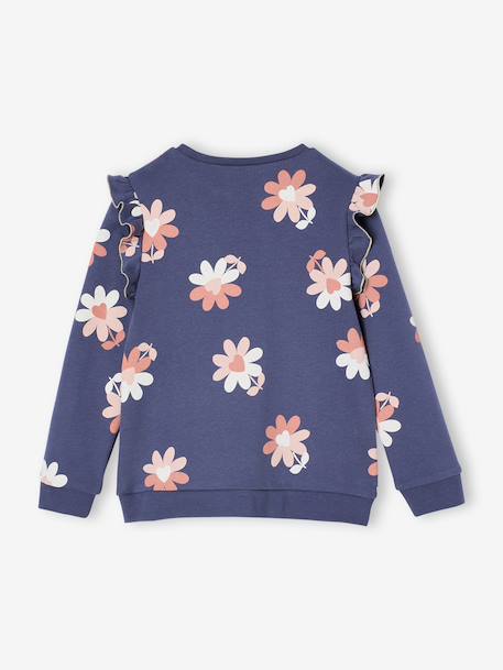 Sweatshirt with Ruffles & Message for Girls grey green+ink blue+vanilla 