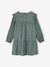 Printed Frilly Dress for Girls navy blue+sage green+vanilla 