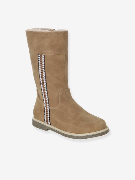 Zip-Up Faux-Fur Lined Boots for Girls camel 