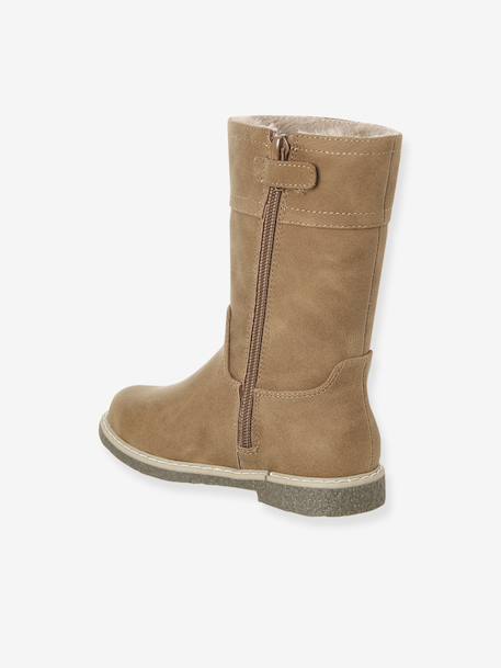 Faux-Fur Lined Zip-Up Boots for Girls camel 