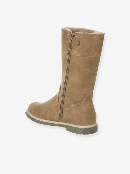 Zip-Up Faux-Fur Lined Boots for Girls camel 