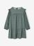 Printed Frilly Dress for Girls navy blue+sage green+vanilla 