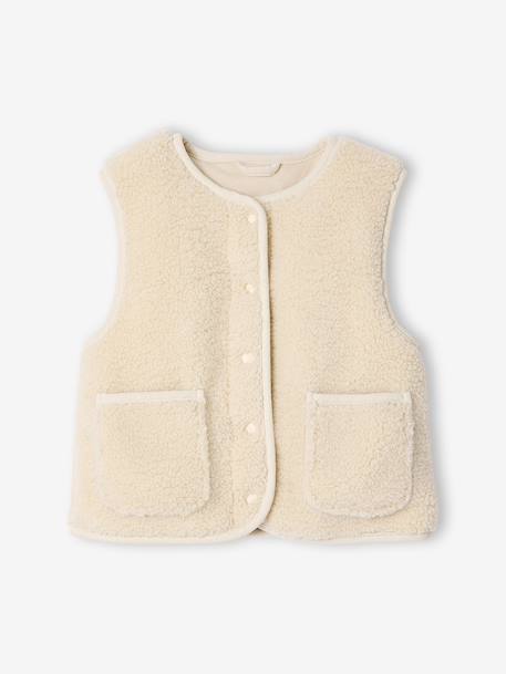 Sleeveless Sherpa Jacket for Girls blush+plum+vanilla 