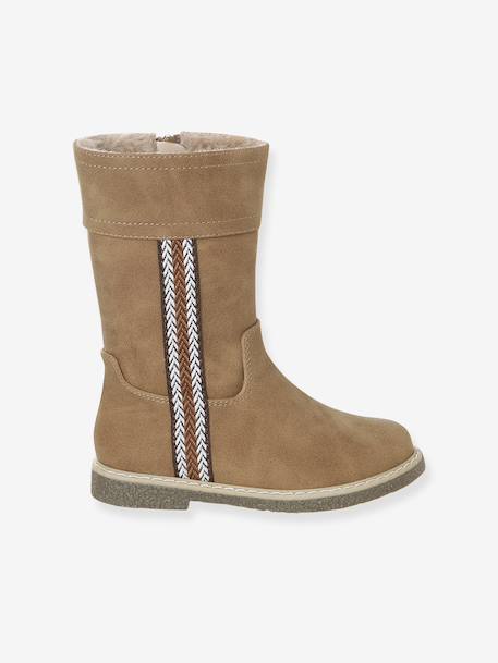 Faux-Fur Lined Zip-Up Boots for Girls camel 