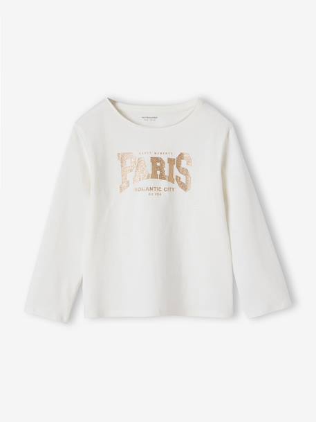Long-Sleeved T-Shirt for Girls, BASICS ecru+pale pink 