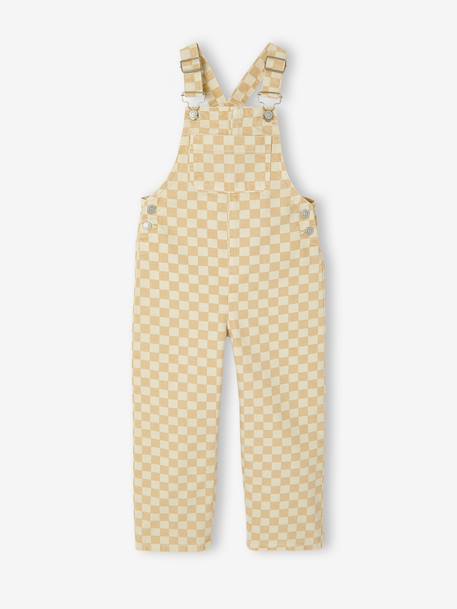 Chequered Dungarees for Girls chequered yellow 