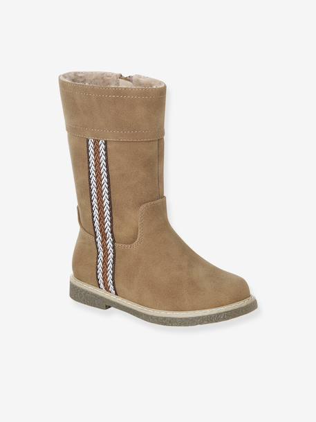 Faux-Fur Lined Zip-Up Boots for Girls camel 