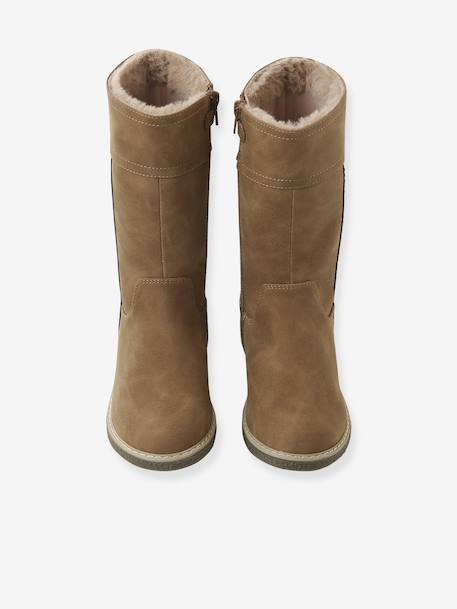 Zip-Up Faux-Fur Lined Boots for Girls camel 