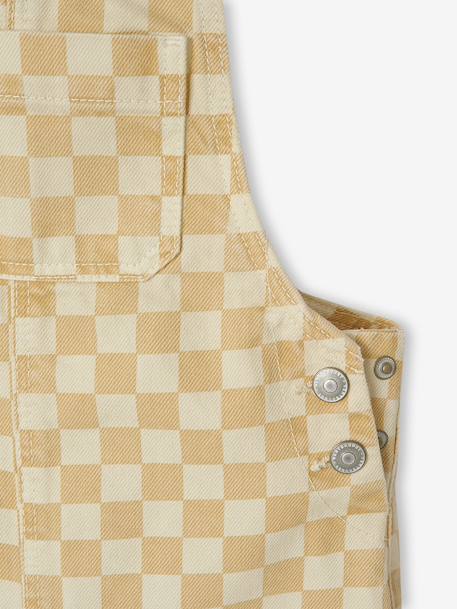 Chequered Dungarees for Girls chequered yellow 