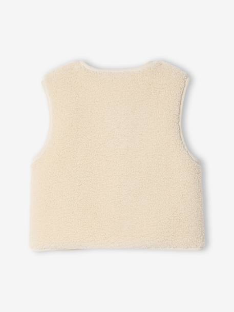 Sleeveless Sherpa Jacket for Girls blush+plum+vanilla 