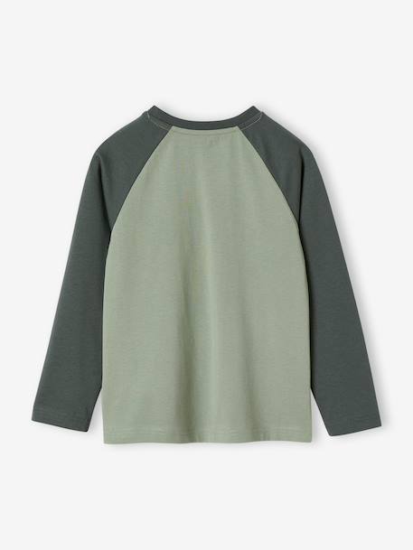 Top with Graphic Motif & Raglan Sleeves for Boys khaki+lichen+marl white+pecan nut 