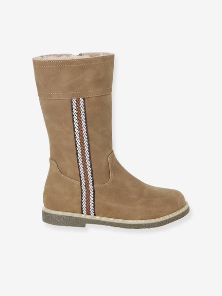 Zip-Up Faux-Fur Lined Boots for Girls camel 