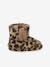 Faux fur high-top slippers for children printed beige+rose 