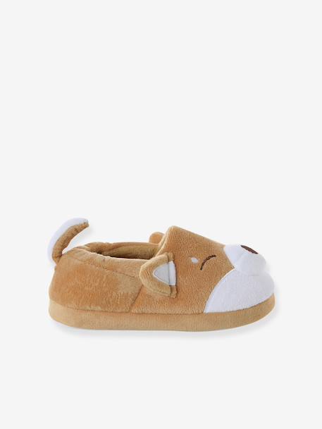 Slippers with shiba plush look for children beige 