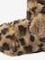 Faux fur high-top slippers for children printed beige+rose 