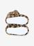 Faux fur high-top slippers for children printed beige+rose 