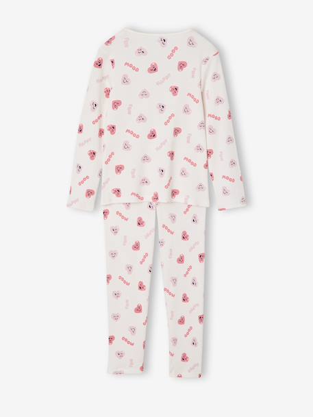 Pack of 2 Pyjamas in Ribbed Knit with Heart Print for Girls navy blue 