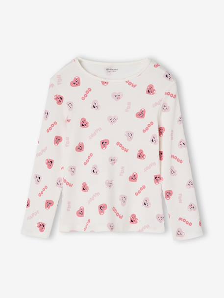Pack of 2 Pyjamas in Ribbed Knit with Heart Print for Girls navy blue 