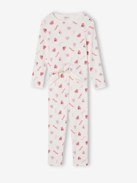 Pack of 2 Pyjamas in Ribbed Knit with Heart Print for Girls navy blue 