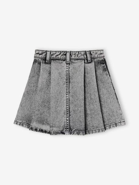 Pleated Denim Skirt, for Girls denim grey+stone 
