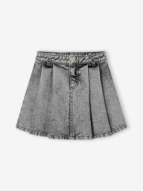 Pleated Denim Skirt, for Girls denim grey+stone 