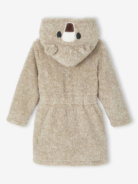 Hooded Bear Bathrobe for Boys ecru 