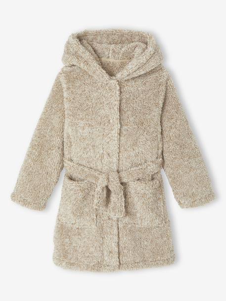 Hooded Bear Bathrobe for Boys ecru 