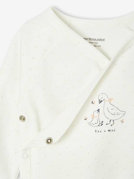 Cardigan with Print, Front Fastening, for Newborns aqua green+ecru 