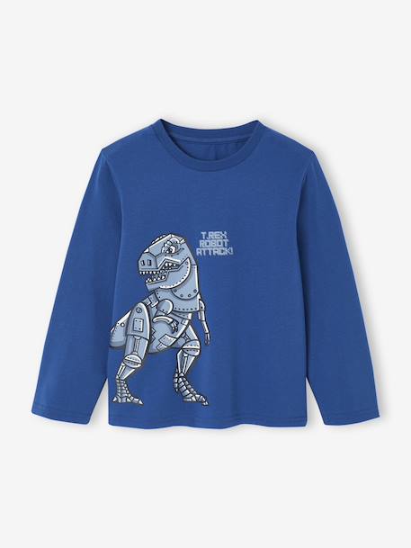 Dinosaur Print Flannel Pyjamas for Boys navy blue 