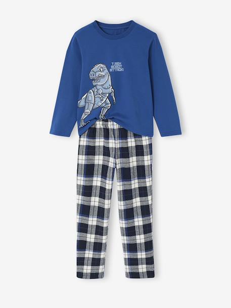 Dinosaur Print Flannel Pyjamas for Boys navy blue 