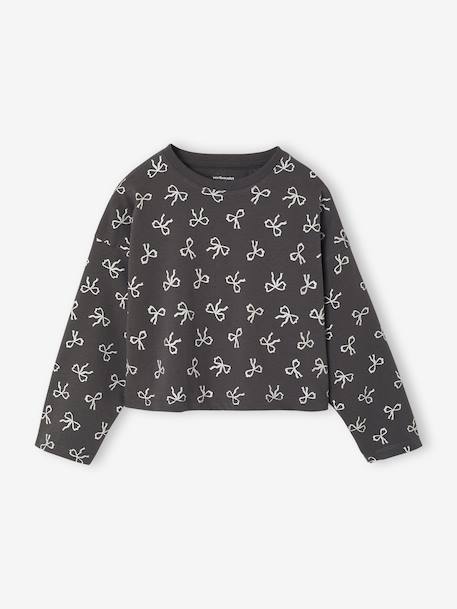 Long-Sleeved Crop Top anthracite+ecru 