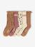 Pack of 5 pairs of 'leopard' socks for girls anthracite+cinnamon 