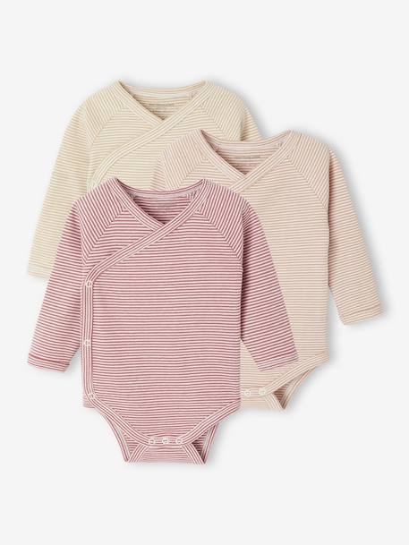 Pack of 3 Striped Bodysuits, Newborn Special rose 