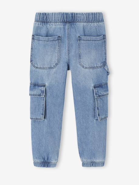 Loose Fit Denim Cargo Trousers for Boys double stone 